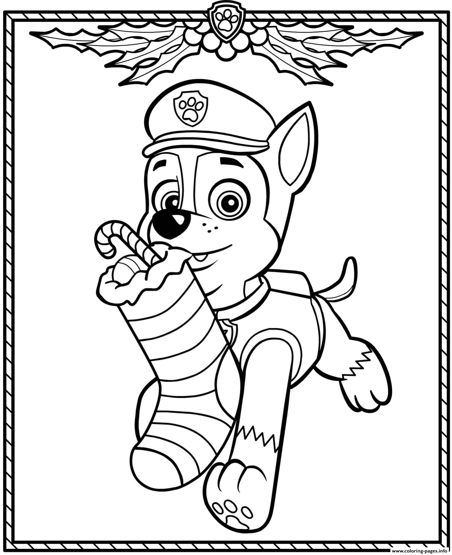 Paw Patrol Holiday Christmas Chase Coloring Pages Printable