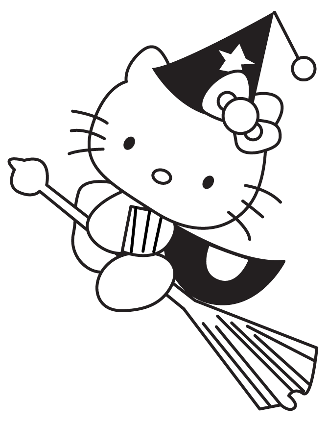 Halloween Coloring Pages For Kids Hello Kitty | Hallowen Coloring ...