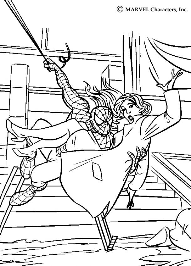 SPIDER-MAN coloring pages - Spiderman catching Harry Osborn the
