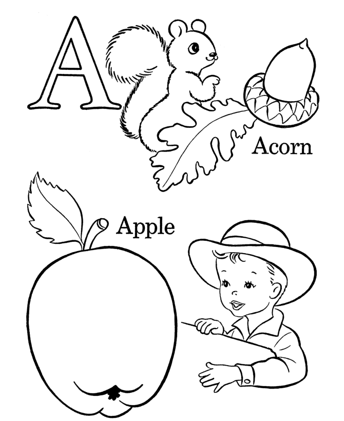 Alphabet Coloring Pages | Letter A - Free printable farm Alphabet ...