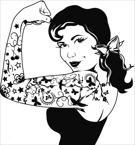 We Can Do It Girl Tattoo coloring page | Free Printable ...