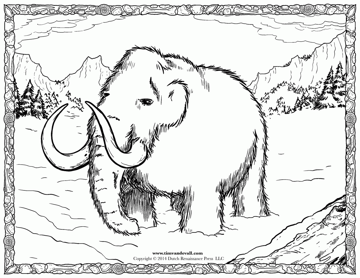 Woolly Mammoth Coloring Page – Tim