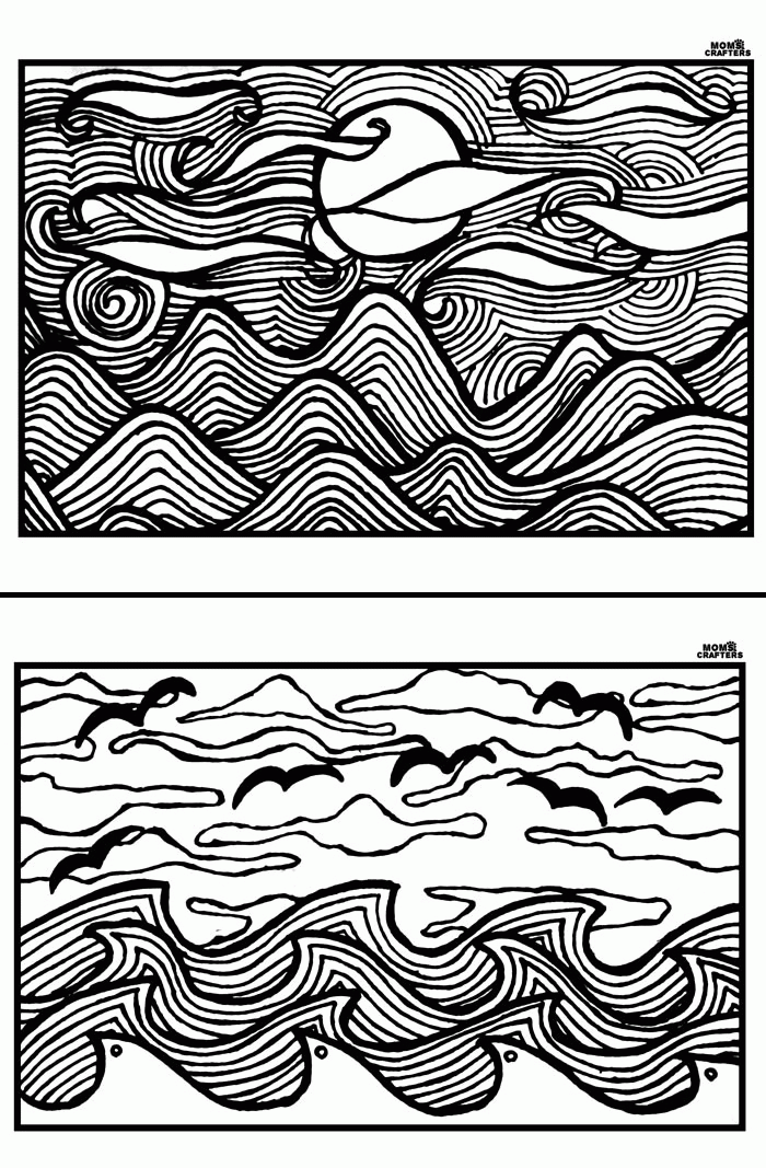 Free Printable Adult Coloring Pages - Sunsets 
