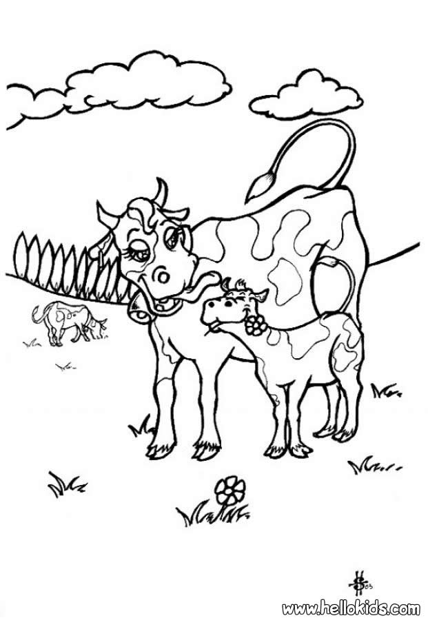 FARM ANIMAL coloring pages - Cow with calf