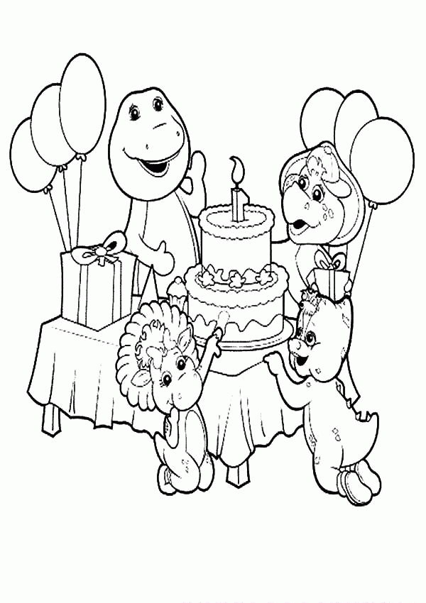 Barney and Friends Celebrate Birthday Coloring Pages: Barney and ...