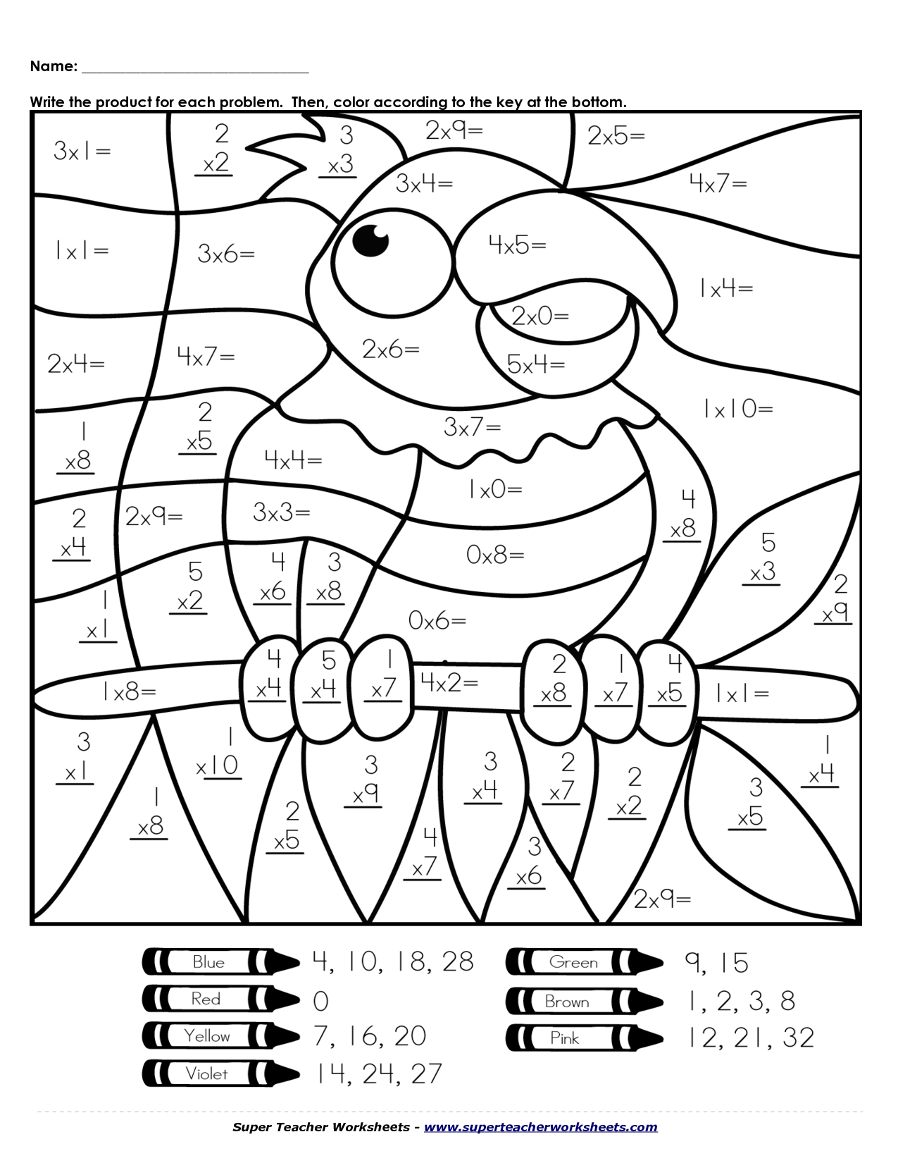 Multiplication Coloring Page