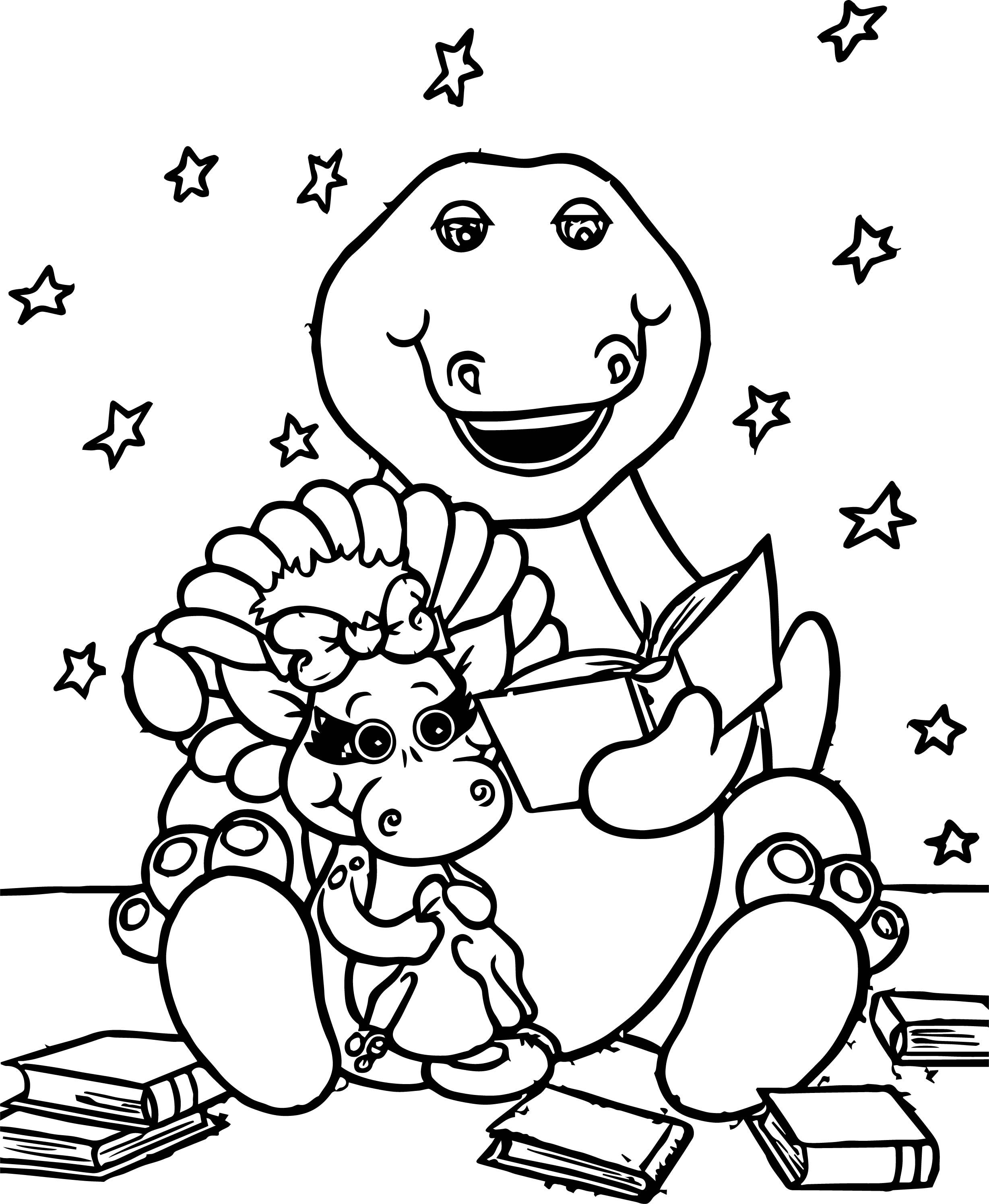 awesome Barney Reads To Baby Bop Coloring Page | Coloring pages ...