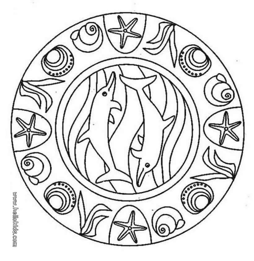 DOLPHIN coloring pages - Dolphin mandala