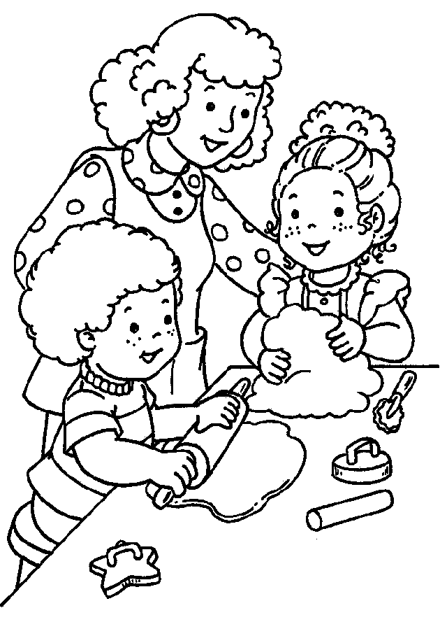 Print Mom With Children Coloring Pages Com Images 1: Mom With Children