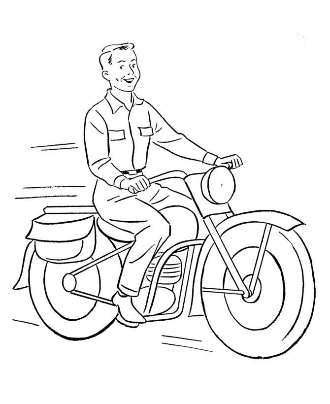 Learning Years: Coloring Pages - Cars and Vehicles - Motorcycle