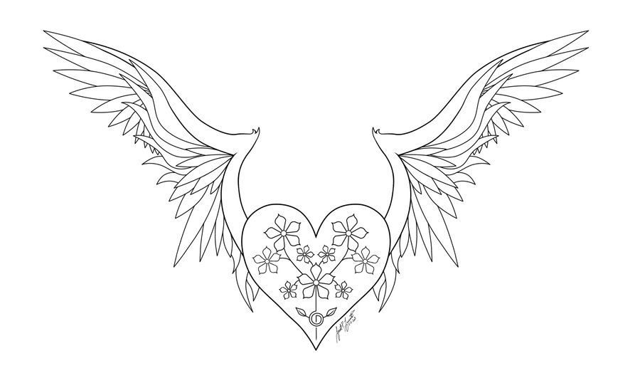 Heart Coloring Pages With Wings | Alfa Coloring PagesAlfa Coloring