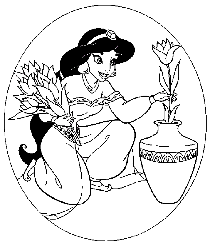 Jasmine and Flowers Coloring Pages | Coloring