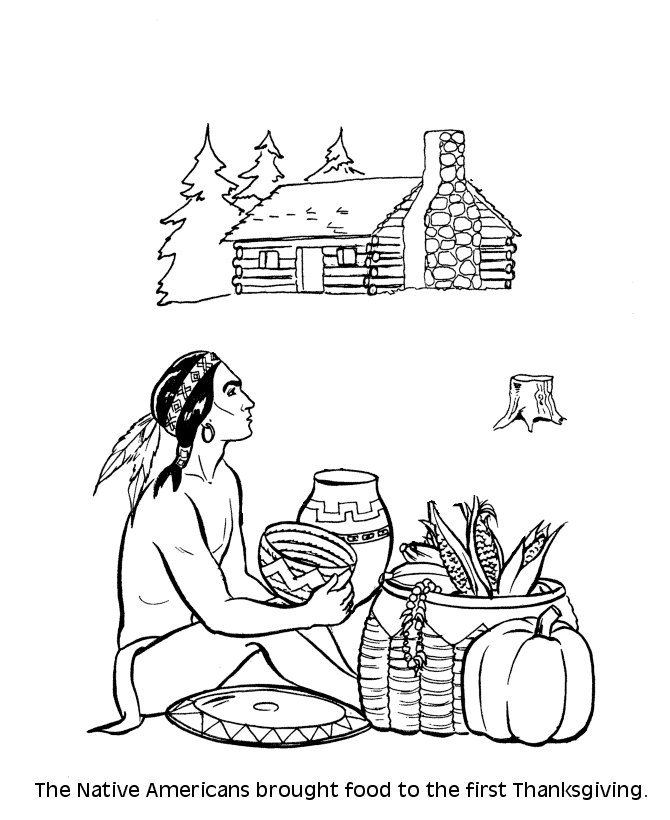The First Thanksgiving Coloring page sheets: Native Americans