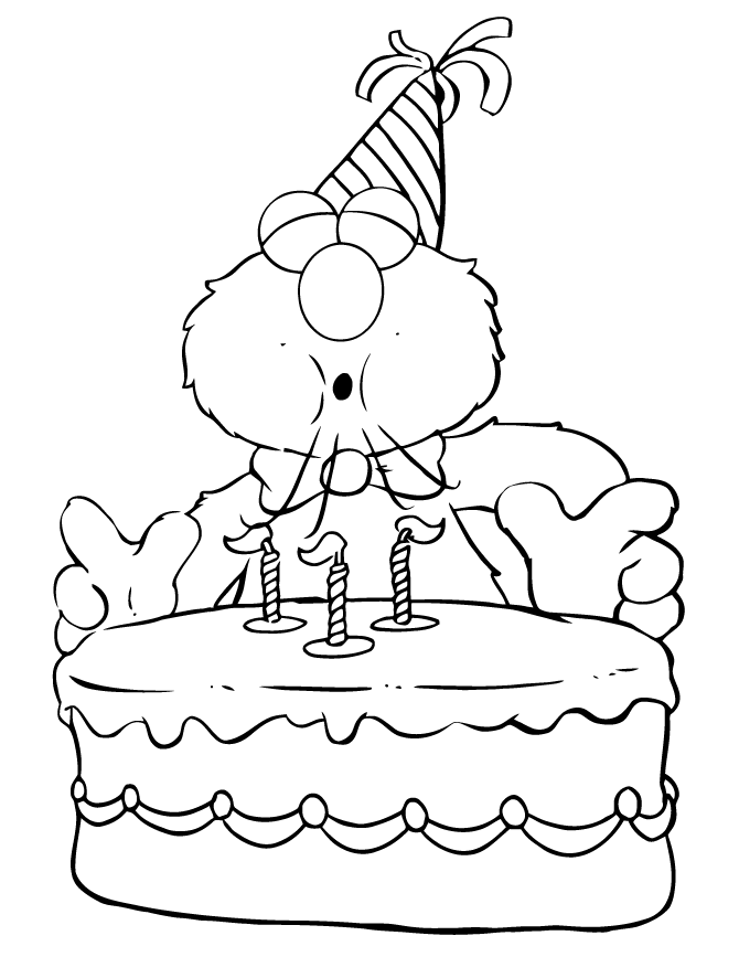 Elmo Blows Candles On Birthday Cake Coloring Page | Free Printable