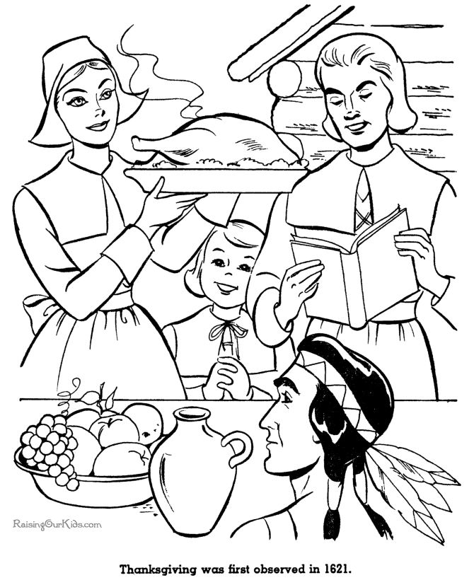 Thanksgiving dinner coloring pages to print - 011