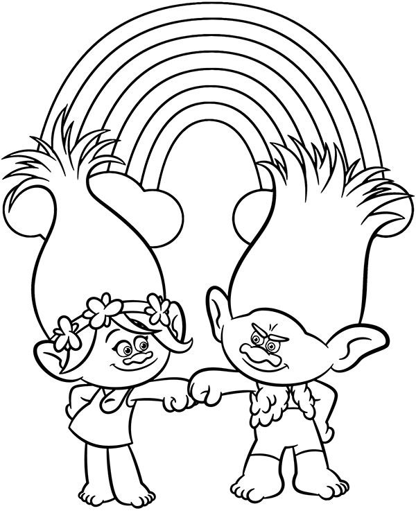 Princess Poppy and Branch coloring page - Topcoloringpages.net