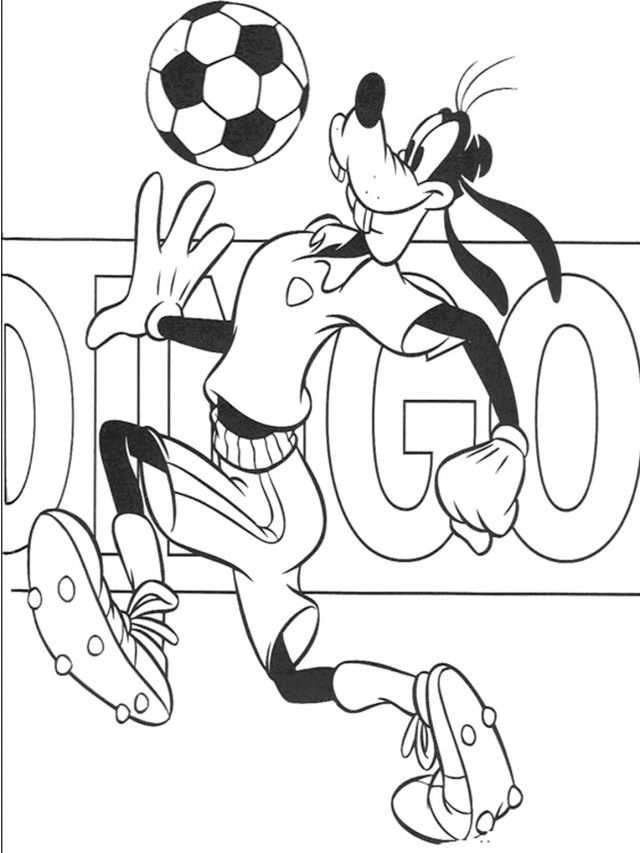 Goofy Coloring Pages Goofy Playing Foot Ball Coloring Pages Kids