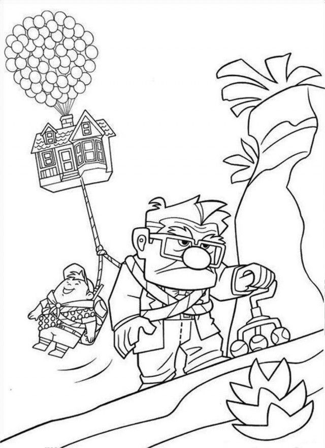 Up Pulling The House Coloring Page Coloringplus 230323 Up Coloring