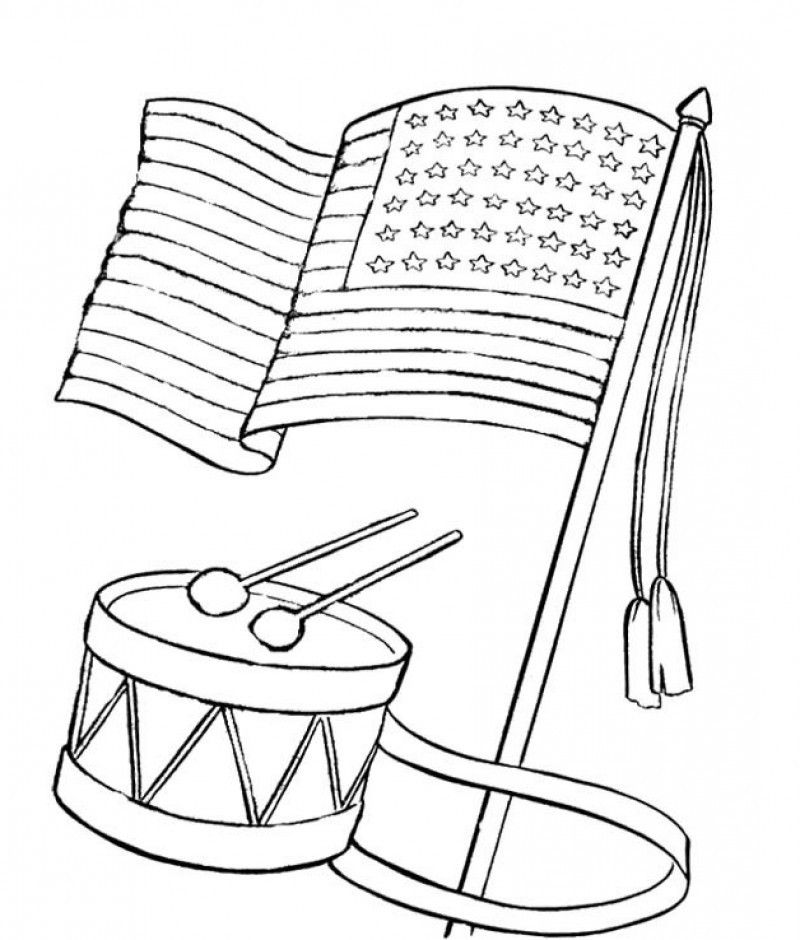 Flags And Drum Coloring Pages - Kids Colouring Pages