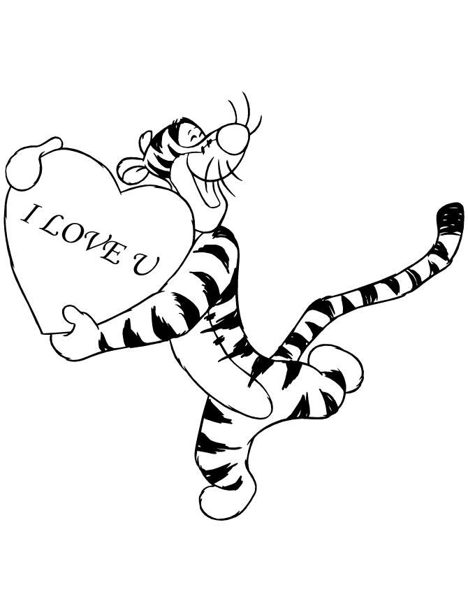 Tigger I Love You Valentine Coloring Page | HM Coloring Pages