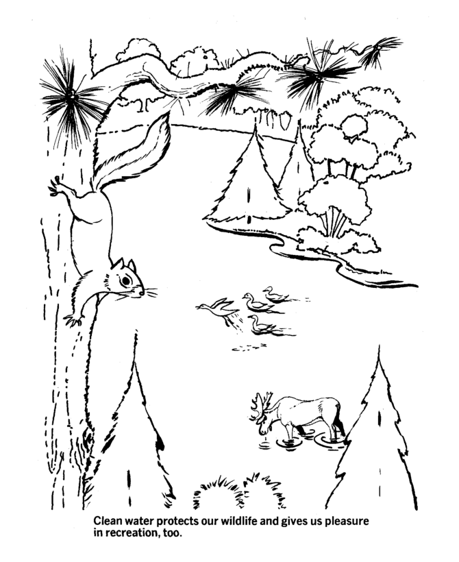 Earth Day Coloring Pages - Free Printable Protect the clean waters