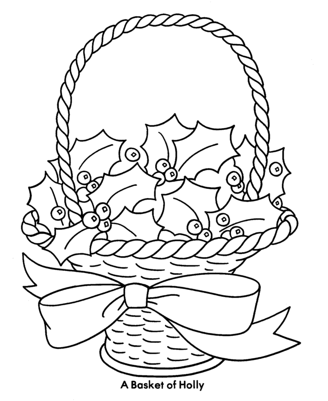 Bible Printables: Christmas Kids Coloring Pages - Basket of Holly