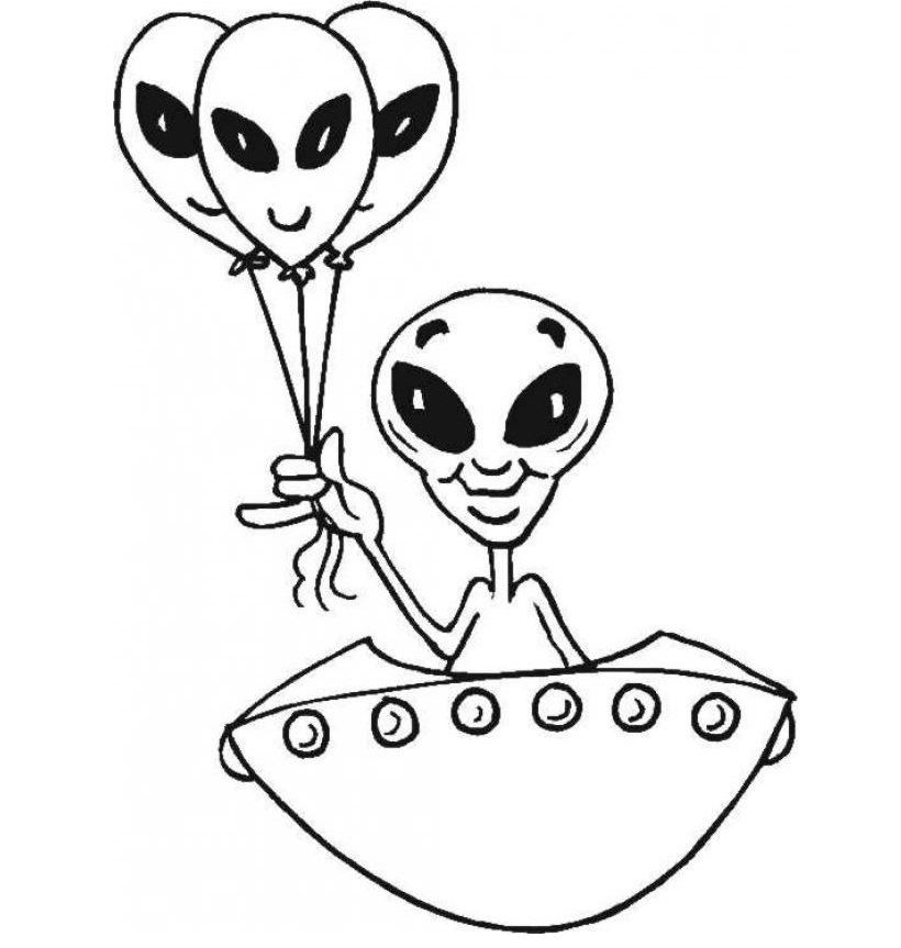 Funny: Preschool Alien In The Spaceship Coloring Page Source Phq