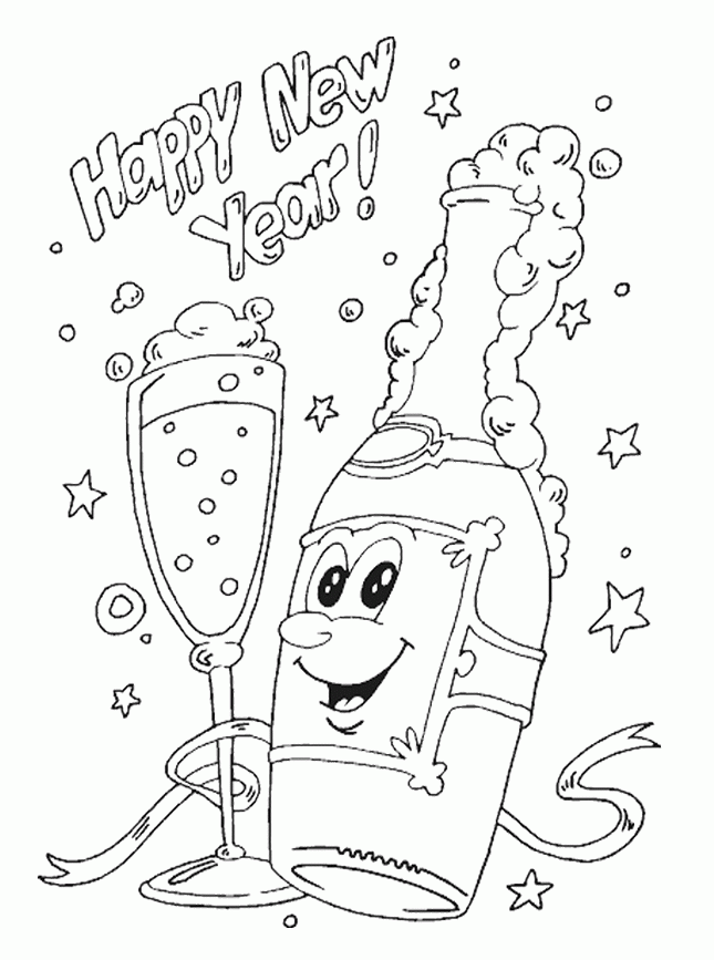 Party Happy New Year Eve Coloirng Pages : KidsyColoring | Free