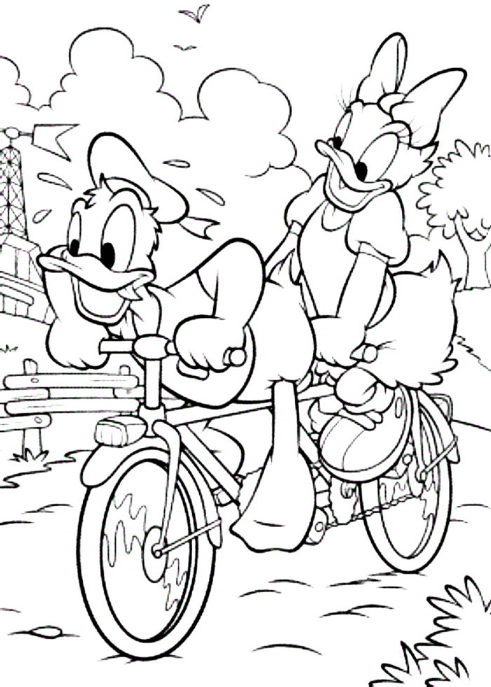 Donald and Daisy as Hawaiian Coloring Page - Disney Coloring Pages