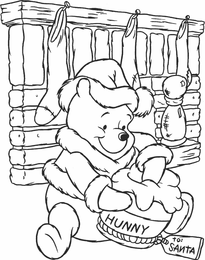 Winnie the pooh at christmas | Coloring page