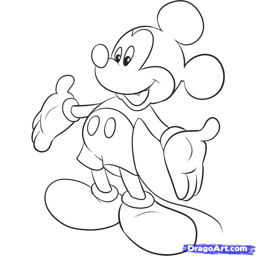 How to Draw Mickey, Step by Step, Disney Characters, Cartoons