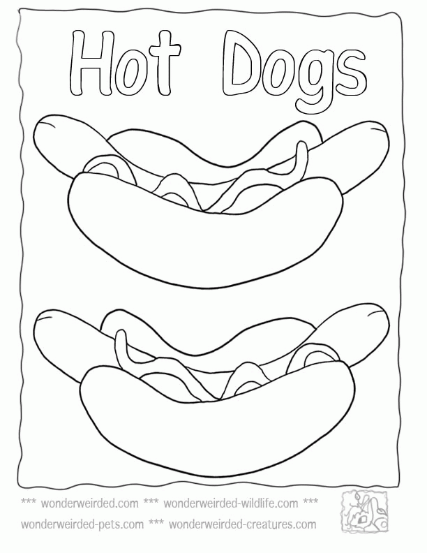 Hot Dog Coloring Pages Food, Echo