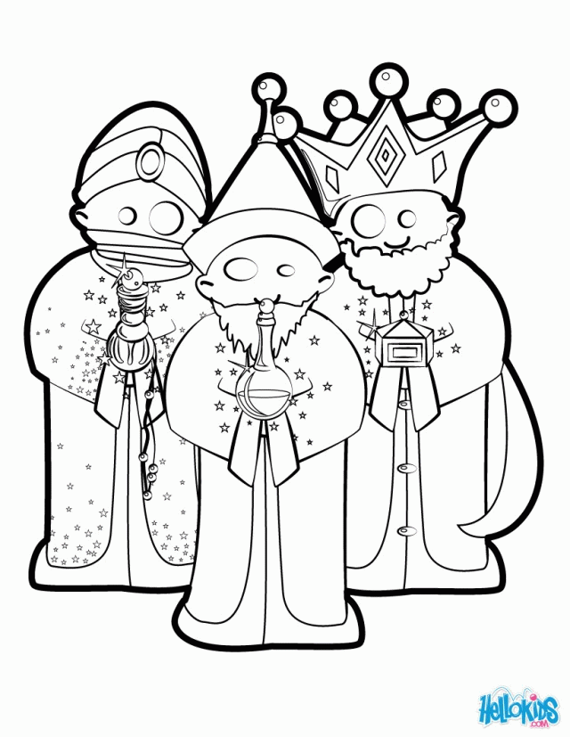 Three Wise Men Coloring Pages The Christmas Nativity Kings For