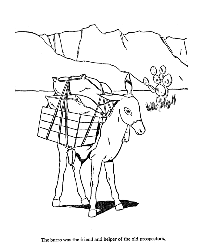 Farm Animal Coloring Pages | Printable Burro Coloring Page and
