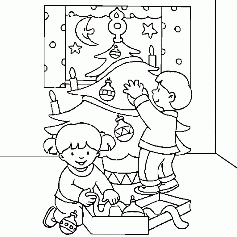 Download Decorating Christmas Tree Coloring Pages For Kids