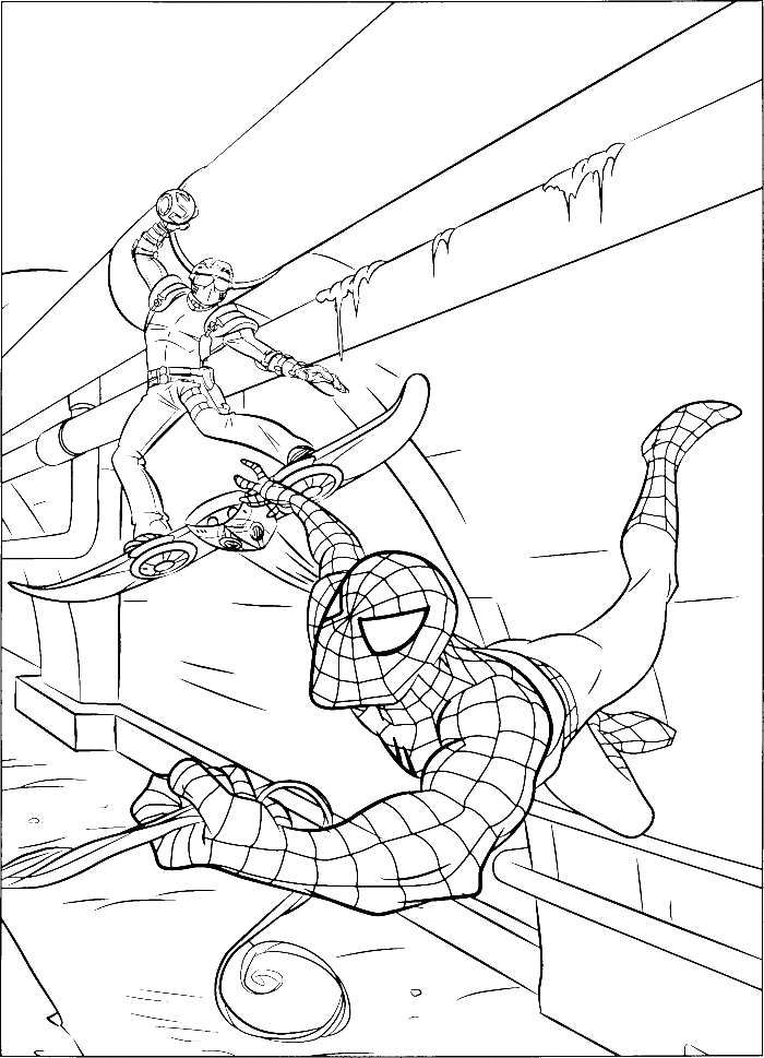 Pursuing The Green Goblin Spiderman Coloring Pages - Spiderman