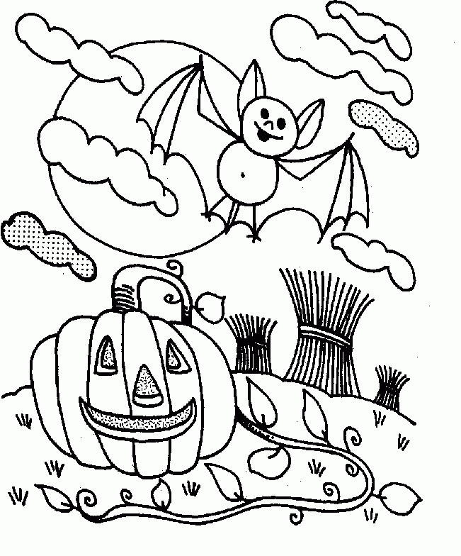 Halloween Spooky And Scary Bat Coloring Page |Halloween coloring