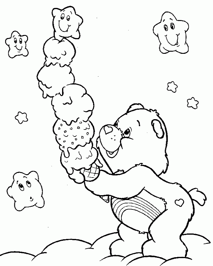 Care Bears : The Bear With Ice Cream Coloring Pages, Surprise Of