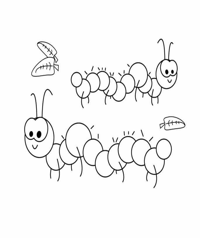 Animal Coloring Pages : Four Cute Caterpillar Coloring Pages Kids