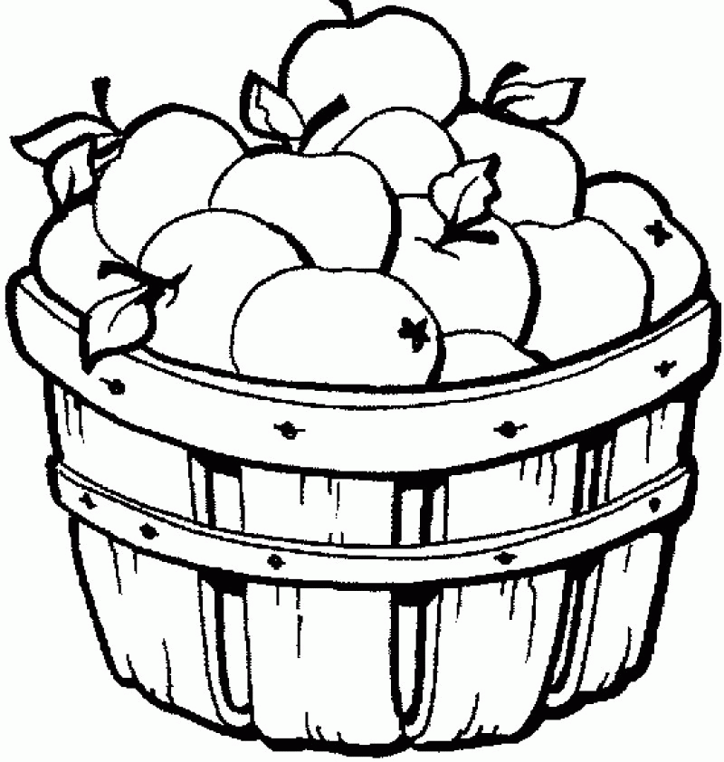 Apples In The Basket Coloring Page - Kids Colouring Pages