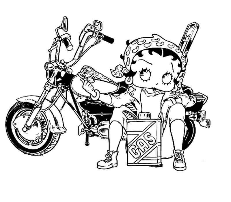Betty Boop On The Gas Station Coloring Pages: Betty Boop On The