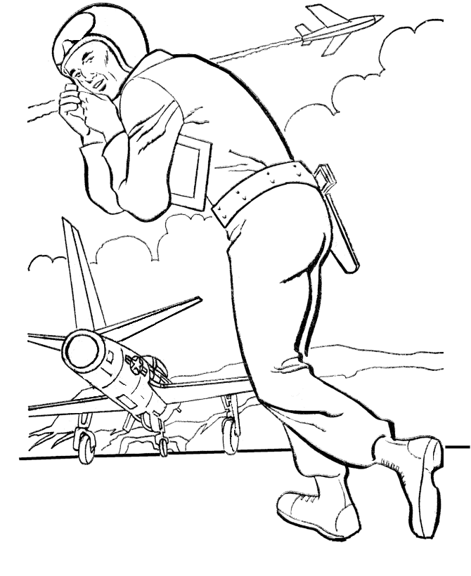 Armed Forces Day Coloring Pages | Air Force Pilot scramble