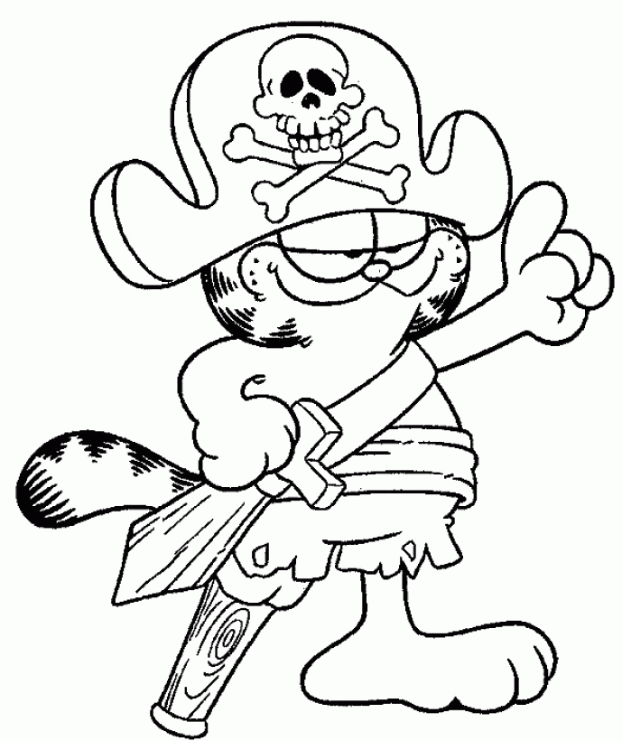 Download Garfield Wearing Pirate Gear Coloring Page Or Print