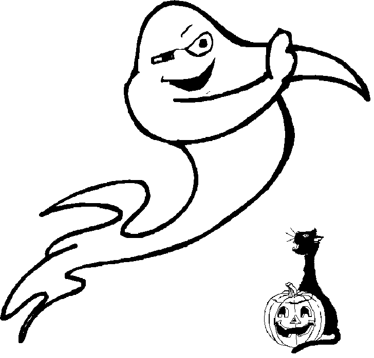 Ghost and Cat Halloween Coloring Pages – Free Halloween Coloring