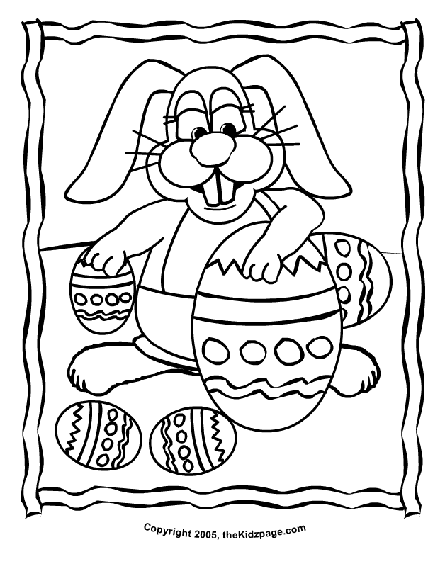 Easter Bunny and Eggs Free Coloring Pages for Kids - Printable