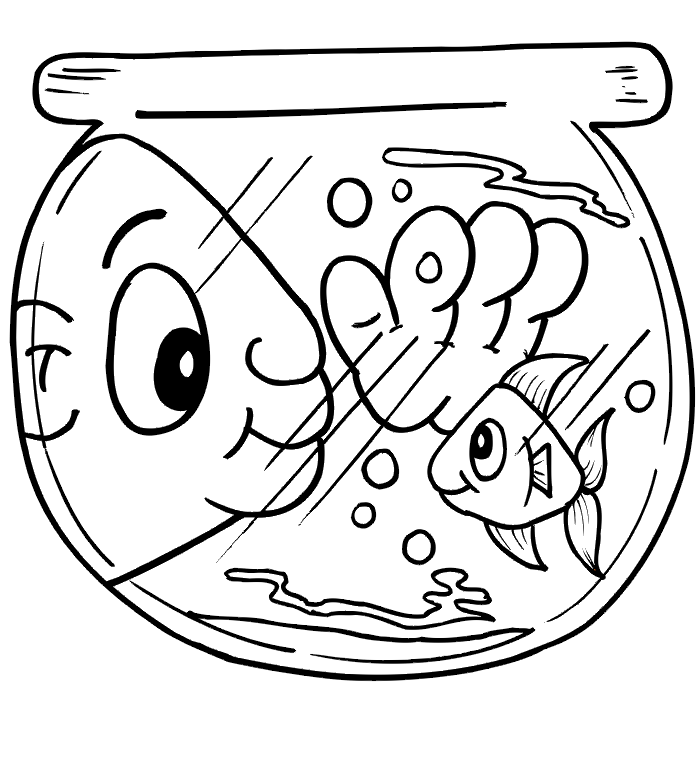 Goldfish Coloring Page | A Goldfish in its Bowl