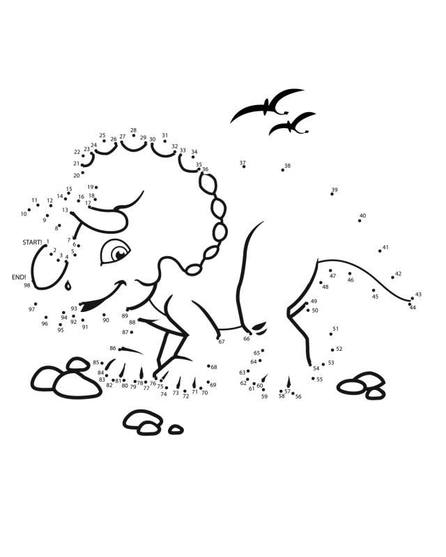 connect the dots dino printable coloring pages