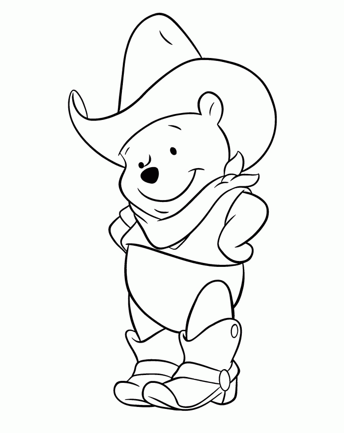 Winnie The Pooh Is Being Styled Coboy Coloring Page - Winnie the