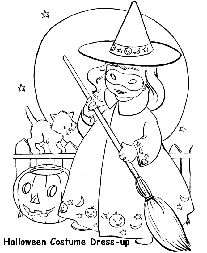 Halloween Witch Coloring Pages - Little Girl Halloween Witch
