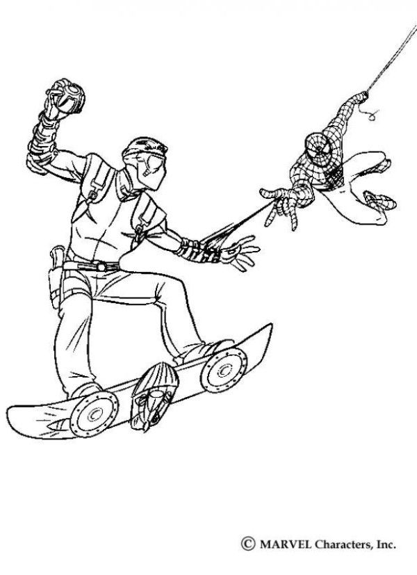 Green Goblin Coloring Pages : Spiderman Catching New Goblin ...